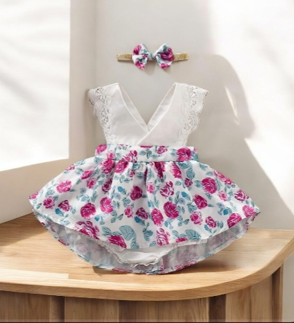 Floral Baby Girl Romper and Headband Set