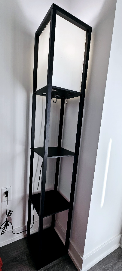 Black Floor Lamp with Shelves, move out sale