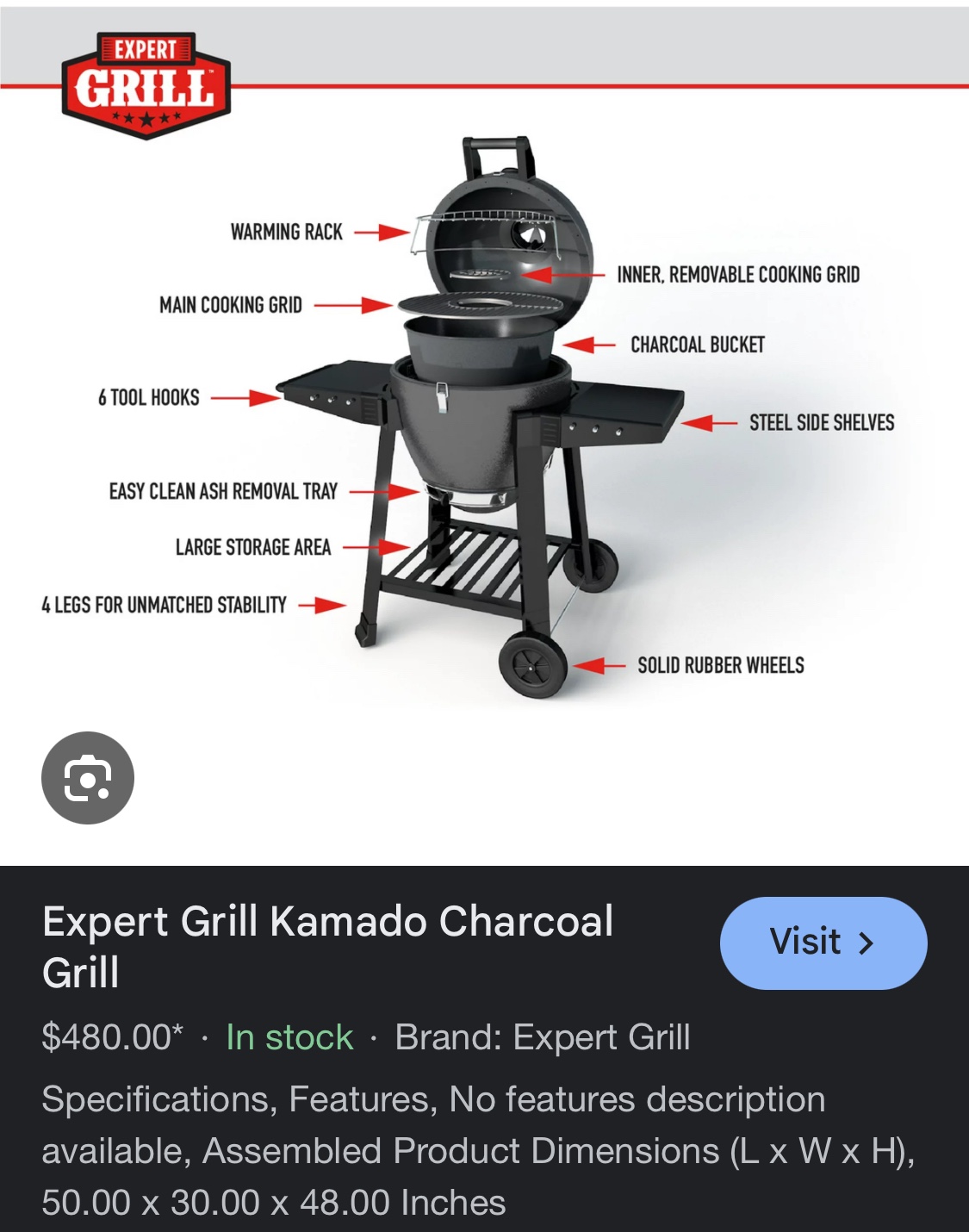 Expert Grill Kamado Charcoal Grill