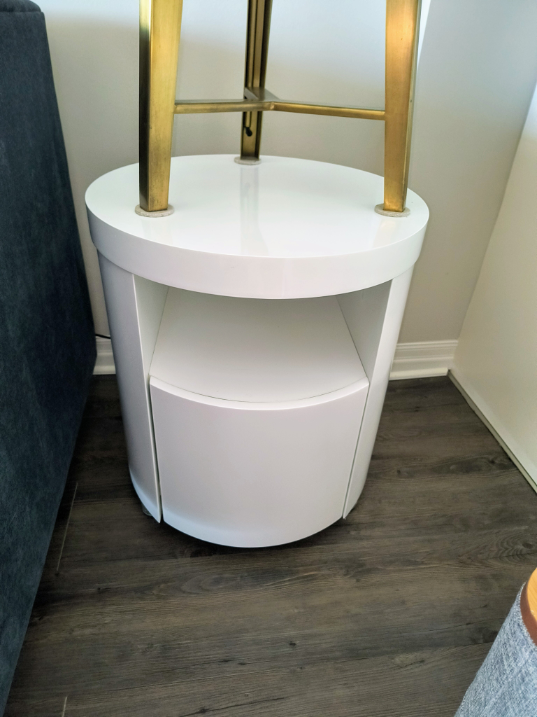 White Round Nightstand- TWO
