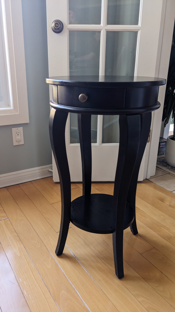 Black Round End Table with Drawer