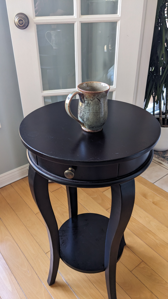 Black Round End Table with Drawer - photo 3