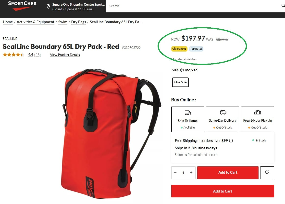SeaLine Boundary 65L Dry Pack - Red