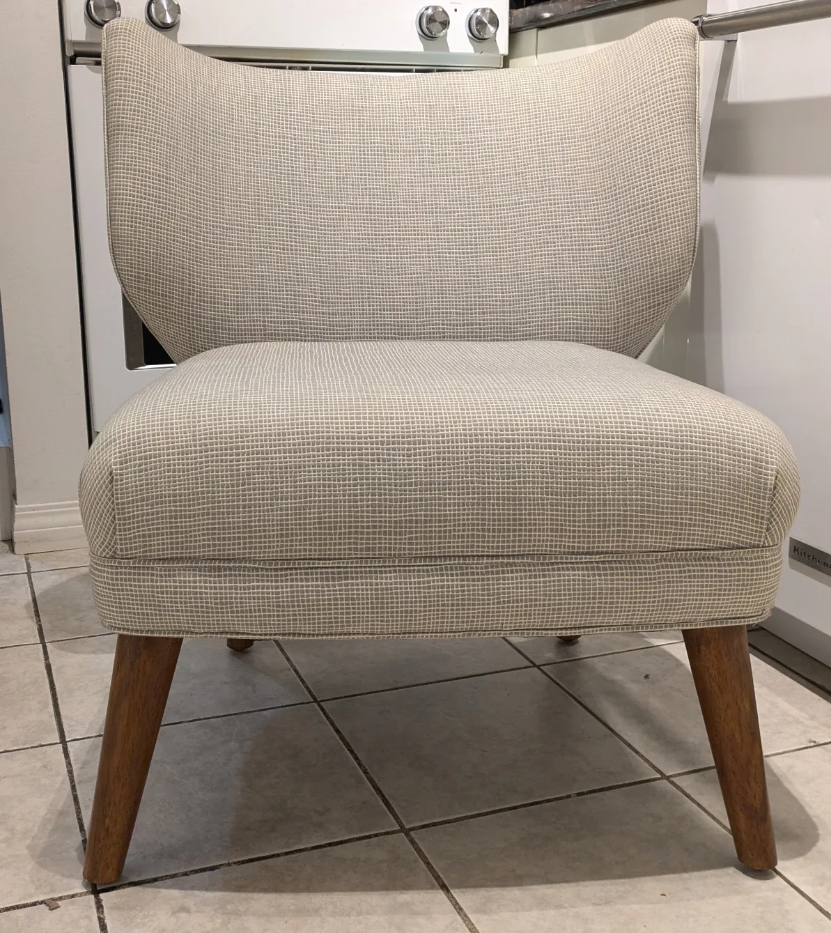 West Elm greige patterned slipper chairs image indicator(3)