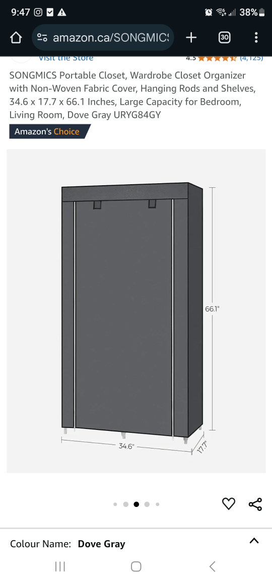 SONGMICS Portable Closet, Wardrobe Closet Organizer - photo 2