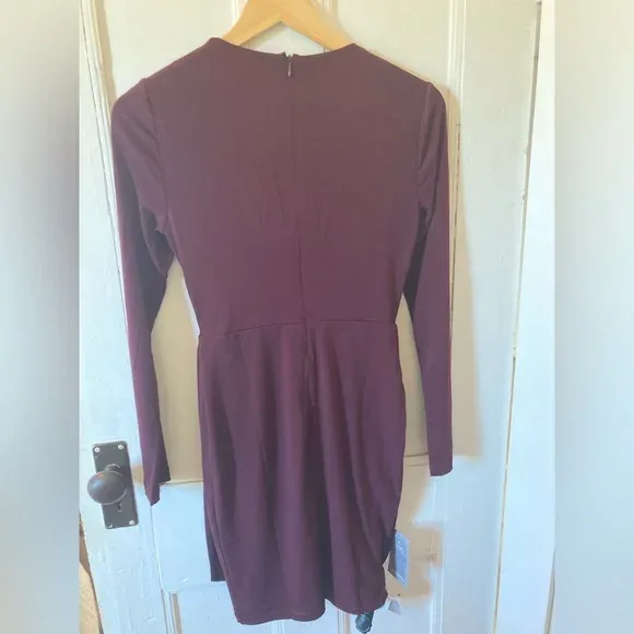 Le Chateau Burgundy Long Sleeve Dress, Medium originally $169.95 image indicator(3)