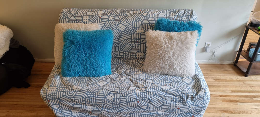 pull out couch with cover and pillows - photo 2