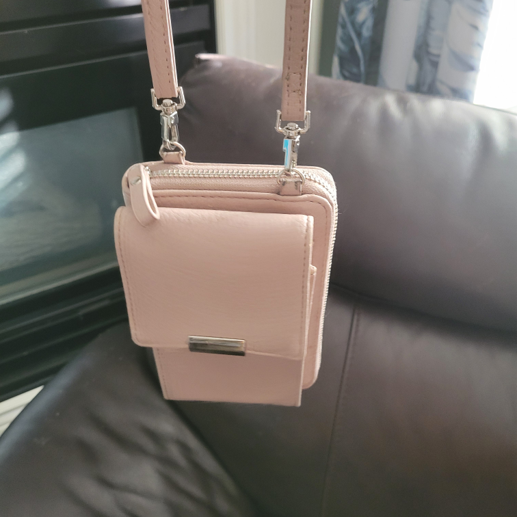 Pink Leather Crossbody Phone Wallet