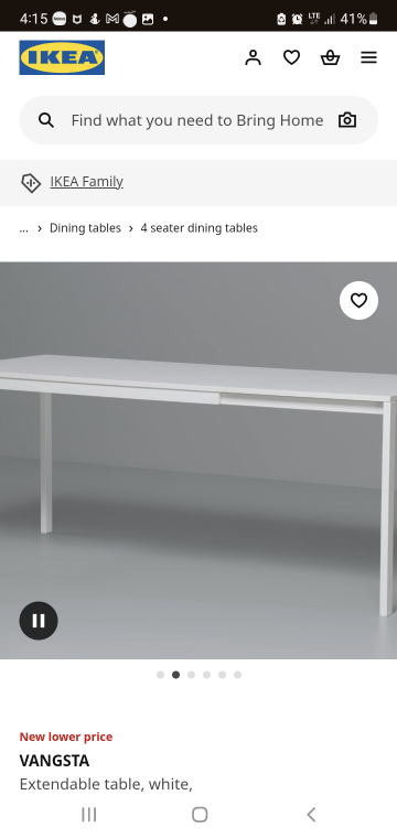 extendable 6 seat white table IKEA