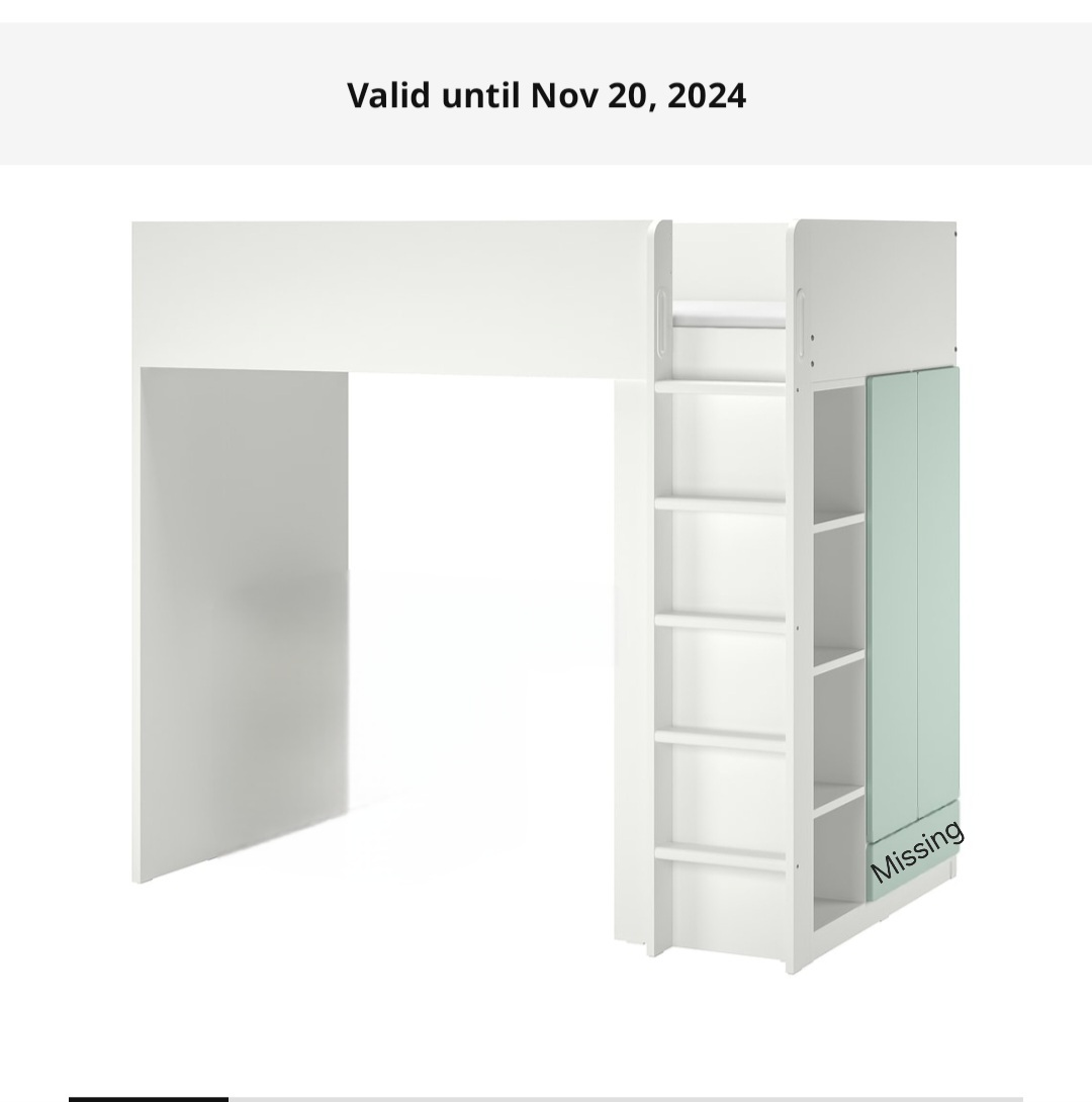 IKEA SMÅSTAD Loft Bed - White/Light Green - photo 5