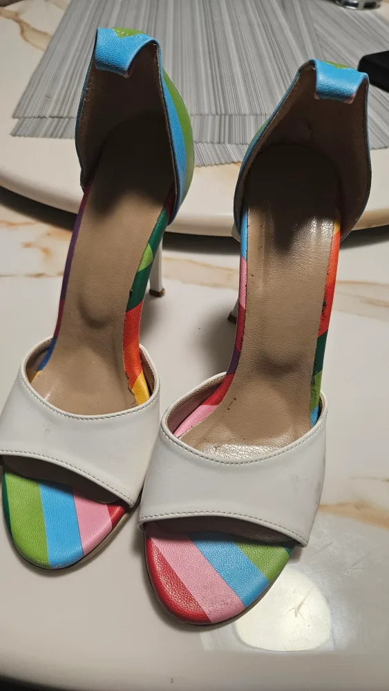 Rainbow Stripe Heeled Sandals thumbnail