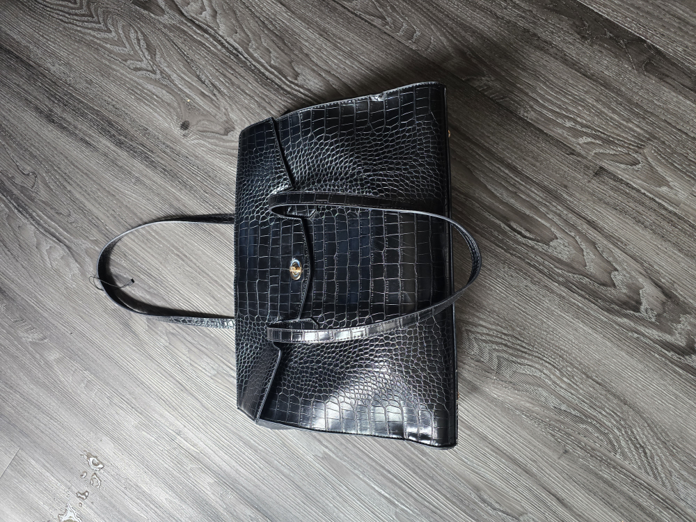 Black Crocodile Embossed laptop Tote Bag - photo 3