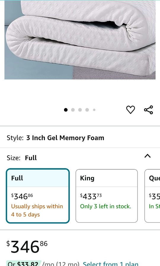 sealed- 3 Inch Cooling Gel Memory Foam Mattress Topper Full - photo 3