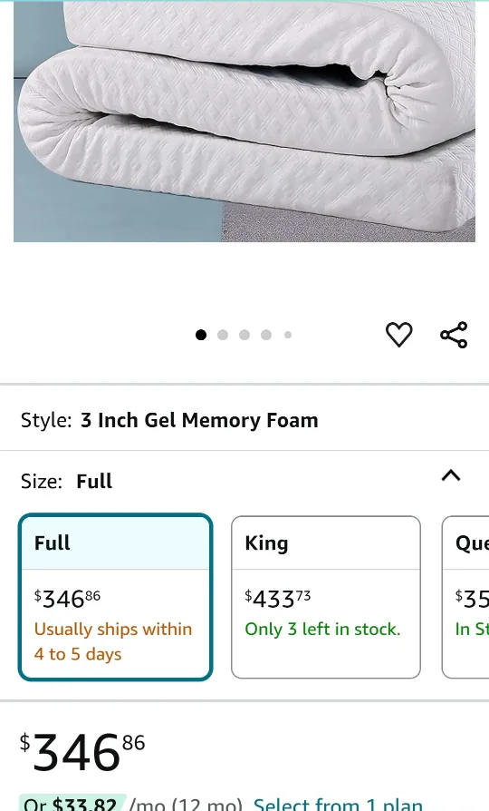 sealed- 3 Inch Cooling Gel Memory Foam Mattress Topper Full image indicator(3)