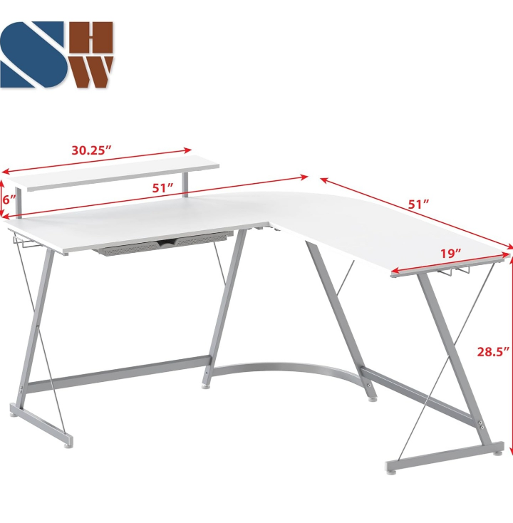 SHW Gaming 51'' L-Shaped Computer Corner Desk - photo 2