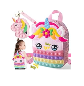 New Unicorn Pop It Backpack with Keychain