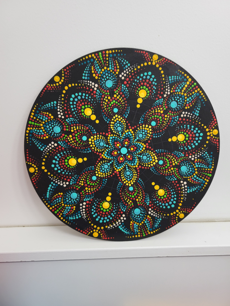 Dot Painting Mandala on Wood