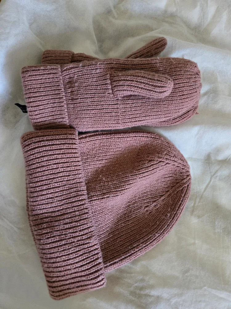 Love & Lore Pink Beanie and Mittens Set thumbnail