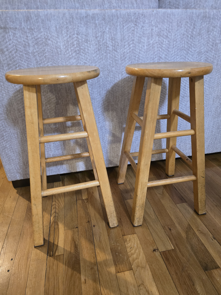 Set of 2 Wooden Stools