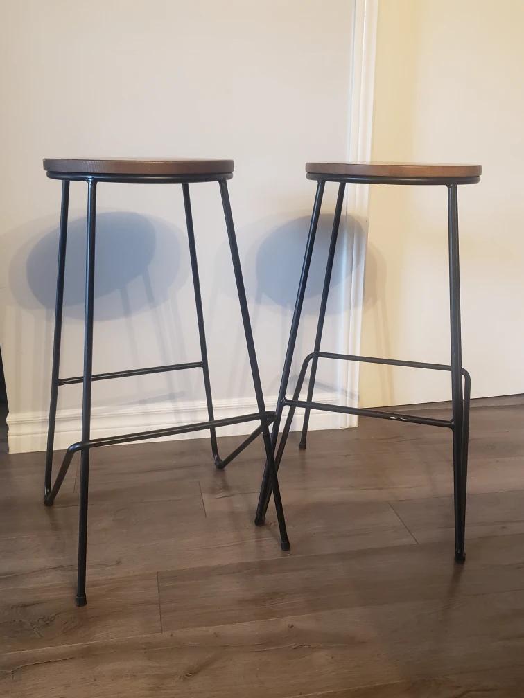 Set of 2 Canvas brand Black Metal Bar Stools