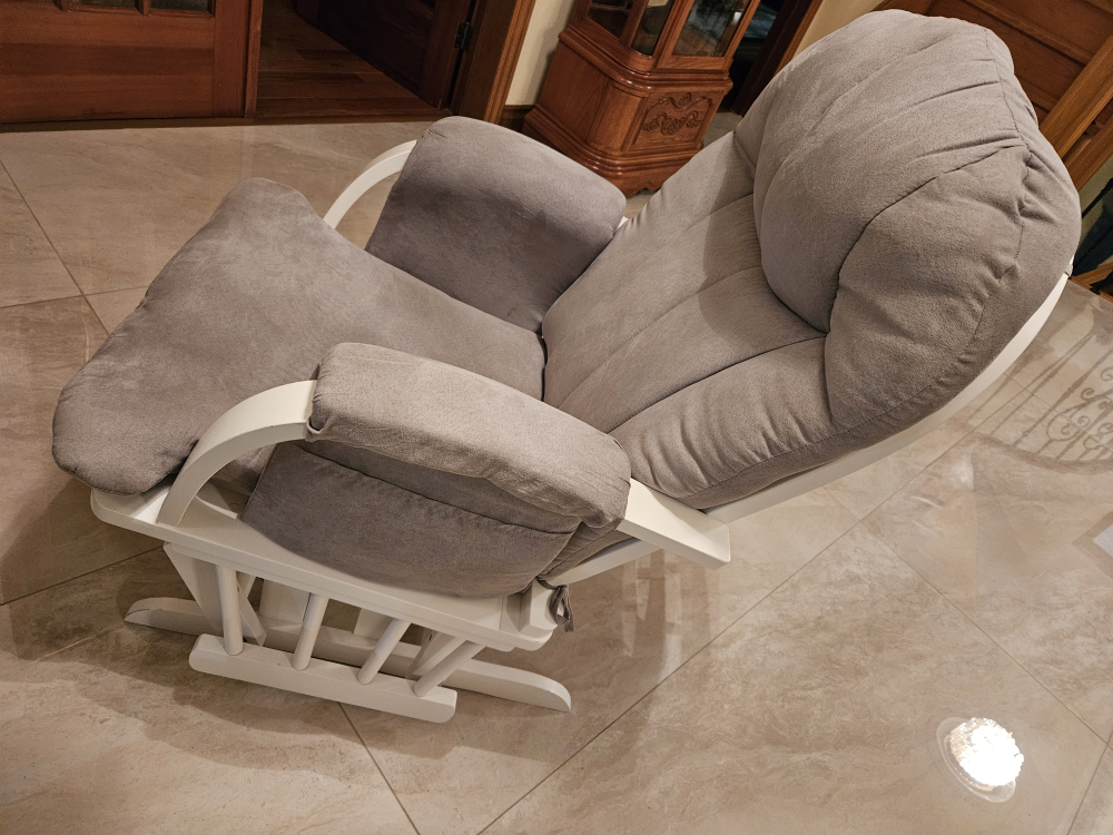 Grey and White Rocking Chair