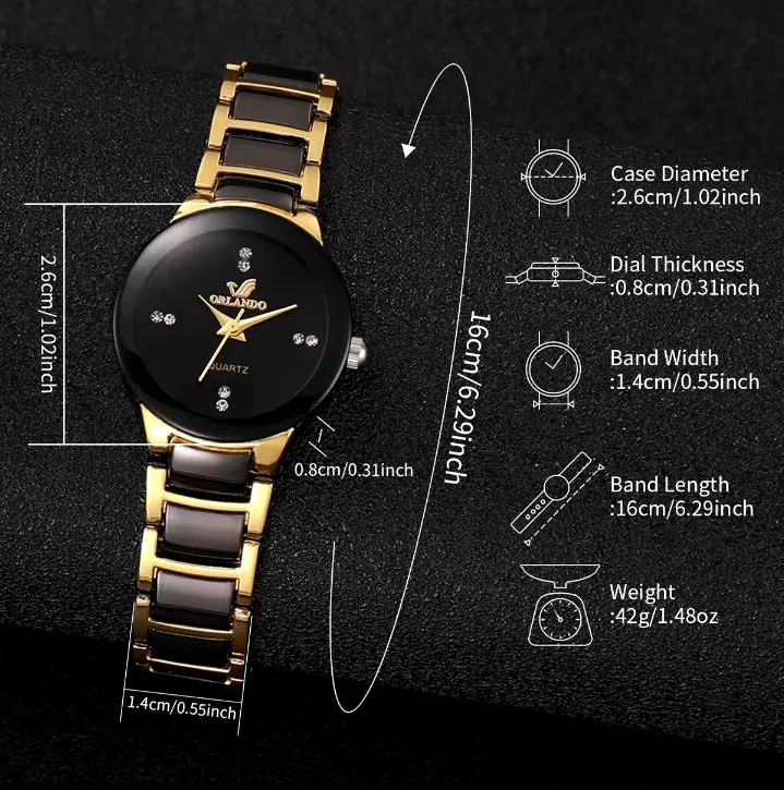 Orlando Women's Quartz Watch Black and Gold image indicator(3)