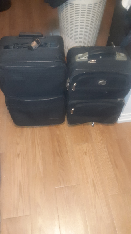 Set of 2 Black Luggage 13 wide by 21 long by 9 deep