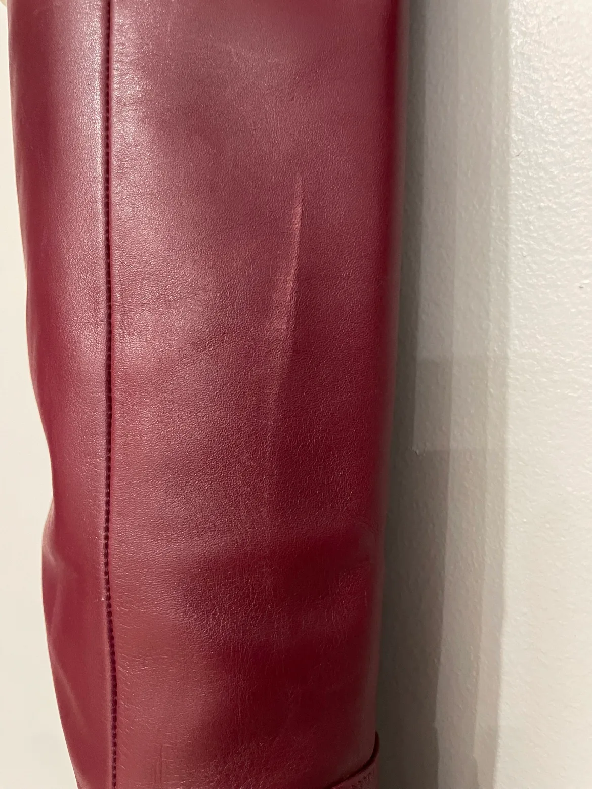 Zara Burgundy Leather Knee High Boots image indicator(9)