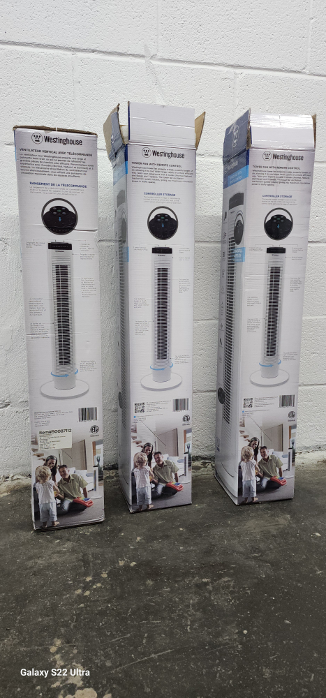 3x Westinghouse 32-inch Tower Fans with Remote Control - photo 2