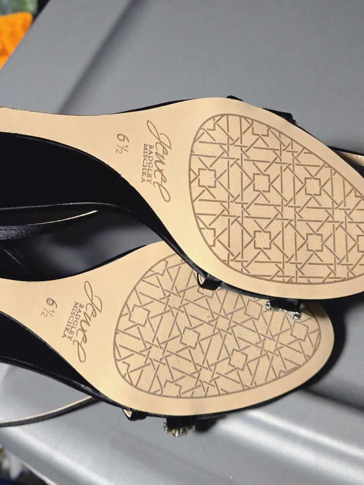 Badgley Mischka Jewel Black Satin Rhinestone Sandals - photo 4