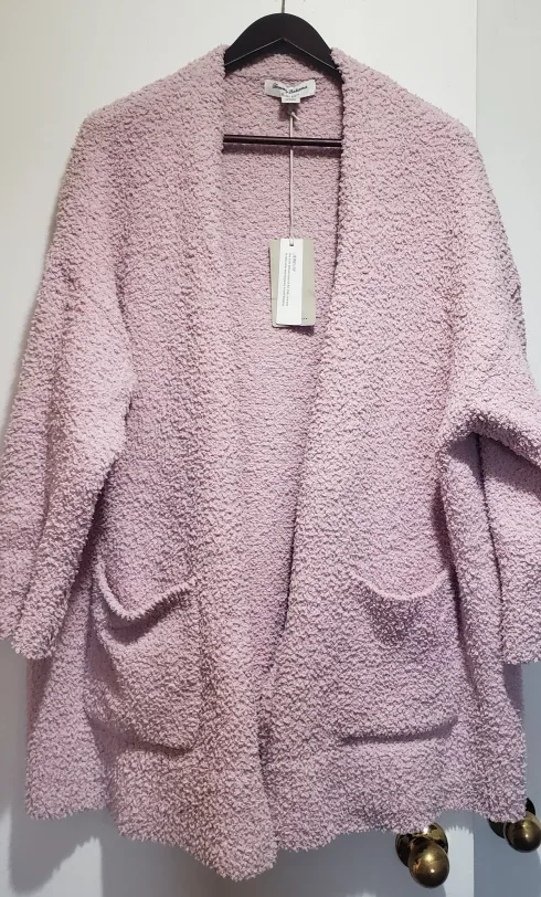 Tommy Bahamas lavender cardigan with oversized front pocket thumbnail