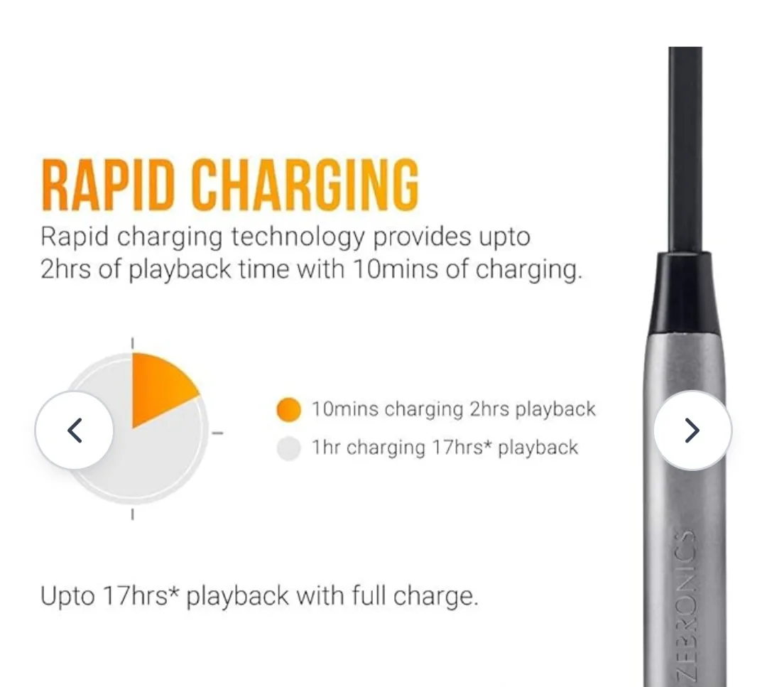 🧡 Zebronics Bluetooth Neckband Earphones image indicator(2)