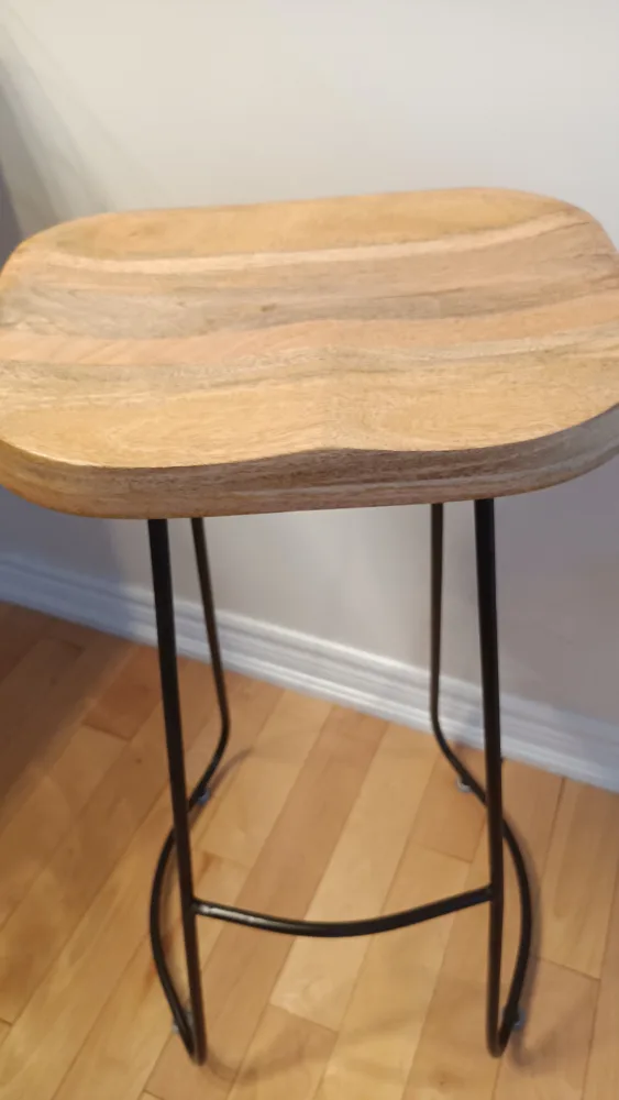 Two Wooden Bar Stool with Black Metal Frame image indicator(2)