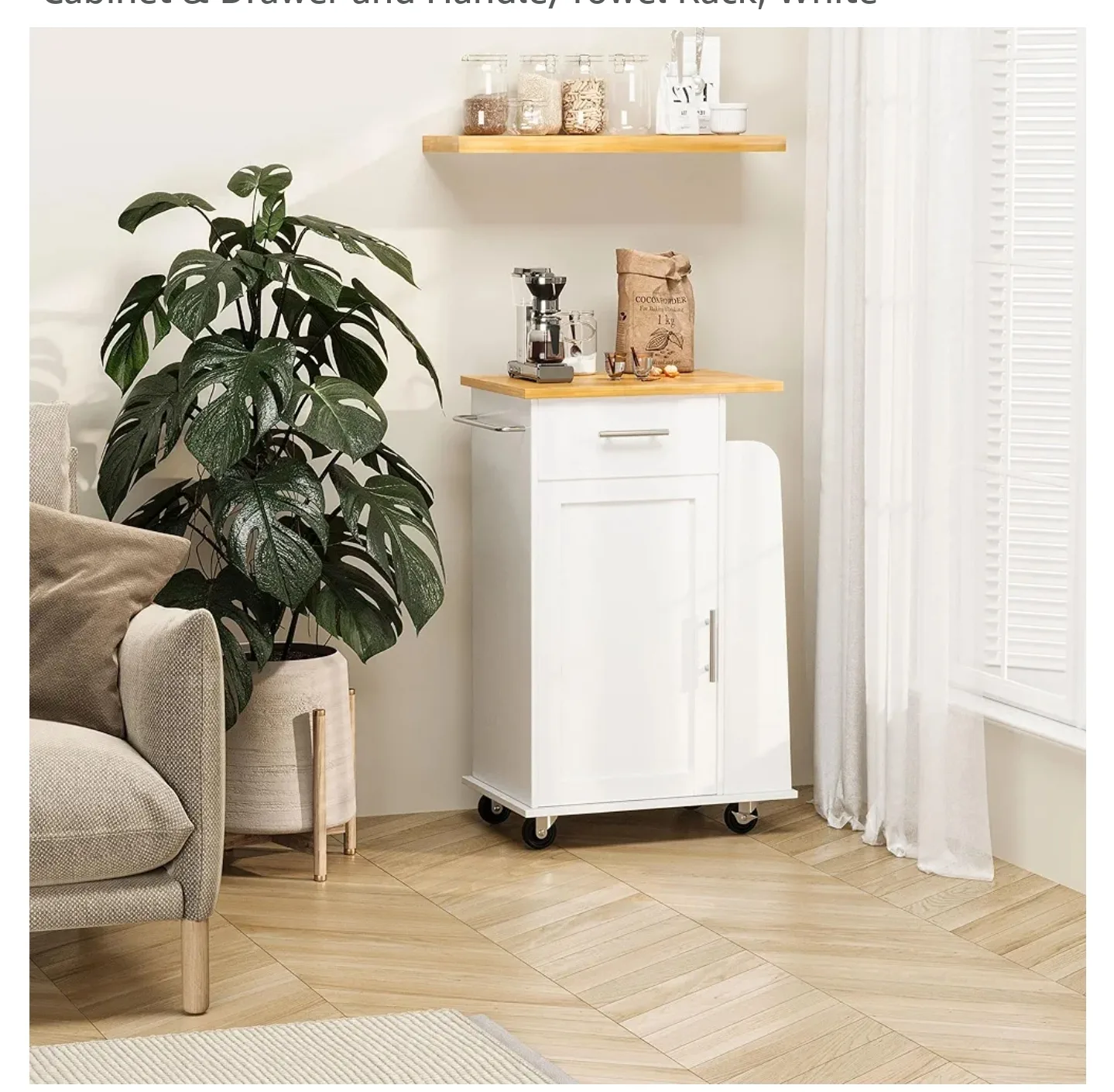 White Kitchen Trolley with Storage thumbnail
