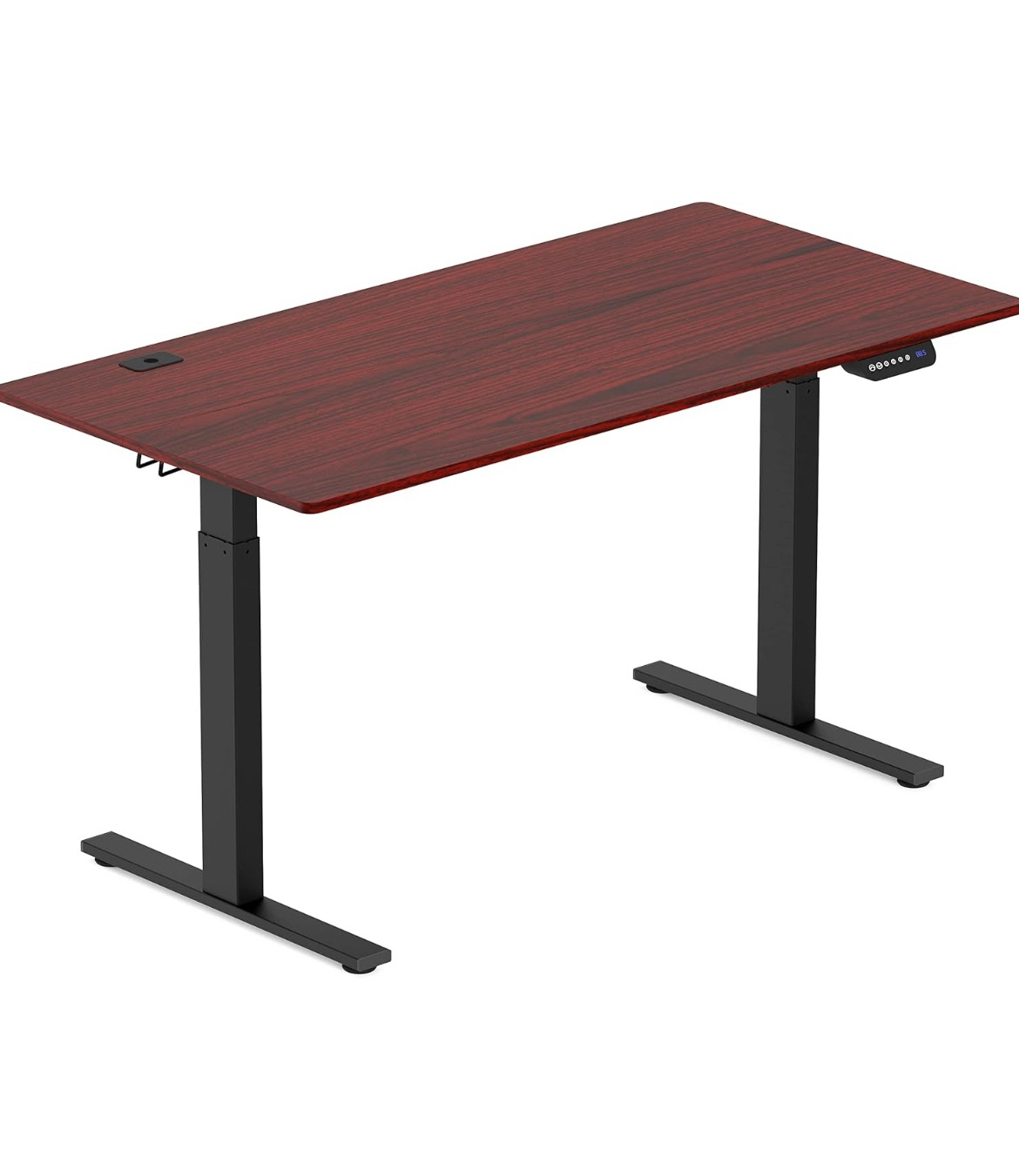 SHW 55-inch Electric Height Adjustable Desk, Black/Cherry