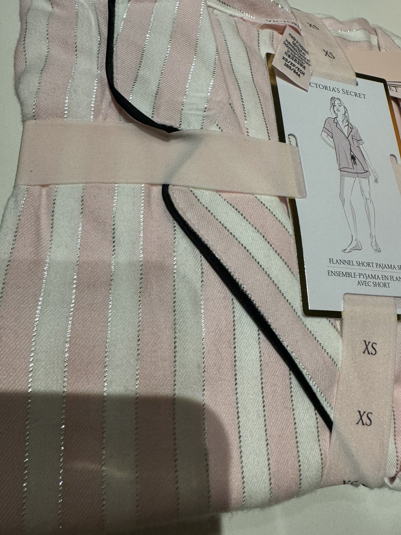 Victoria's Secret Pink and White Striped Flannel Pajama Set - XS - photo 3