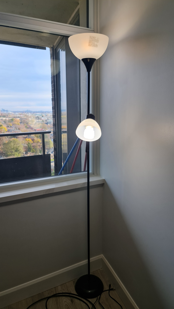Black Floor Lamp with Two Shades and bulbs - photo 2
