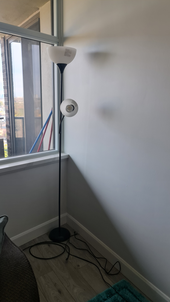 Black Floor Lamp with Two Shades and bulbs - photo 3