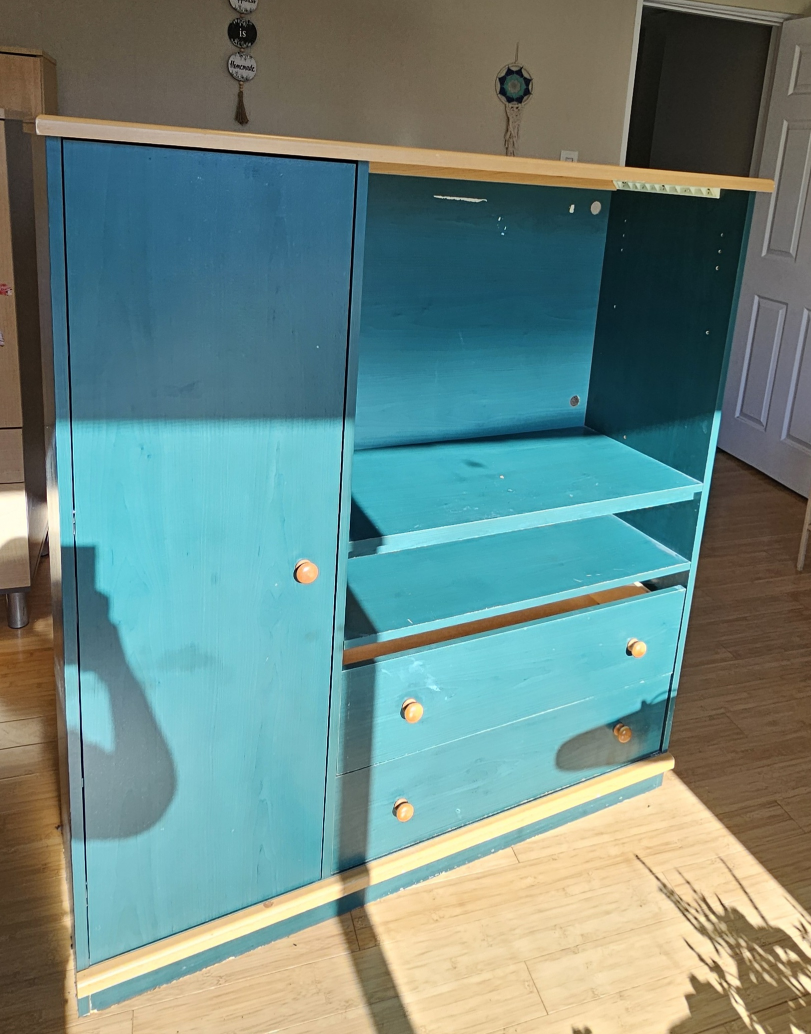 Teal Entertainment Unit with Cabinet