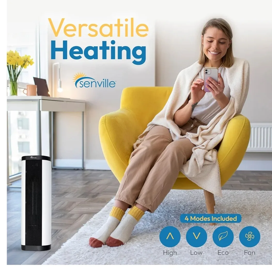 Senville 1500W Tower Fan & Space Heater for Indoor, Remote image indicator(3)