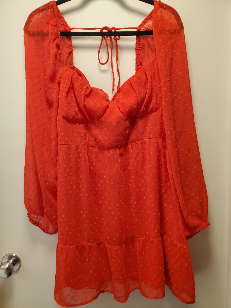 H&M Red Puff Sleeve Mini Dress