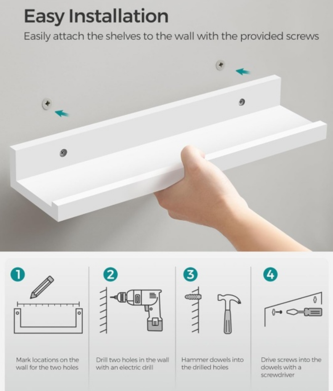 SONGMICS White Floating Shelves Set of 3 - photo 5
