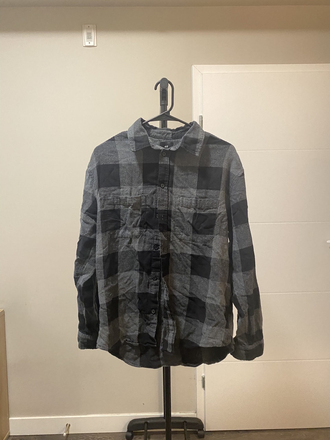 H&M Grey and Black Flannel Button Up Shirt
