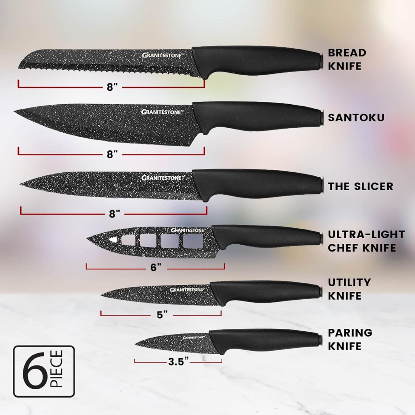 6 Piece GraniteStone Knife Set