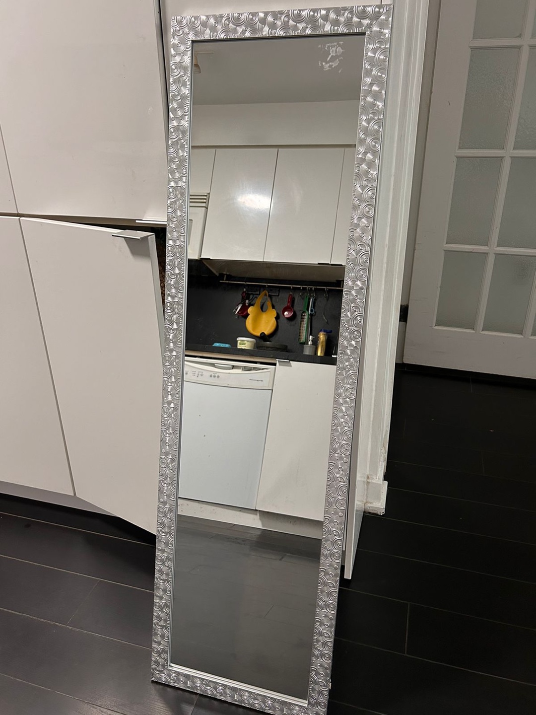 Full-length mirror with decorative frame