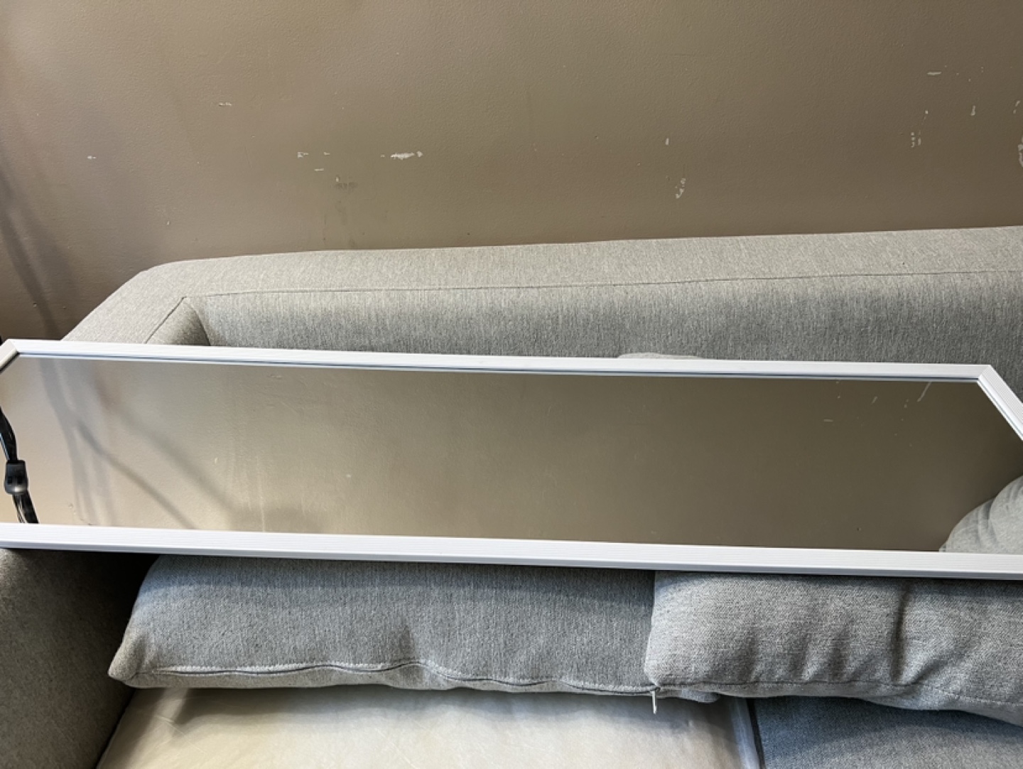 White framed full-length mirror