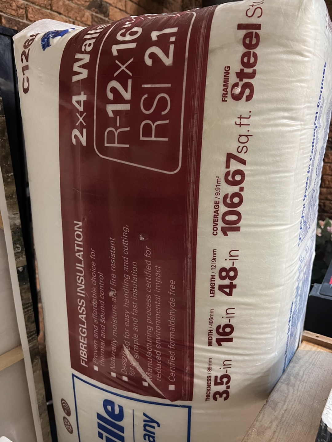 Johns Manville Fiberglass Insulation R-12