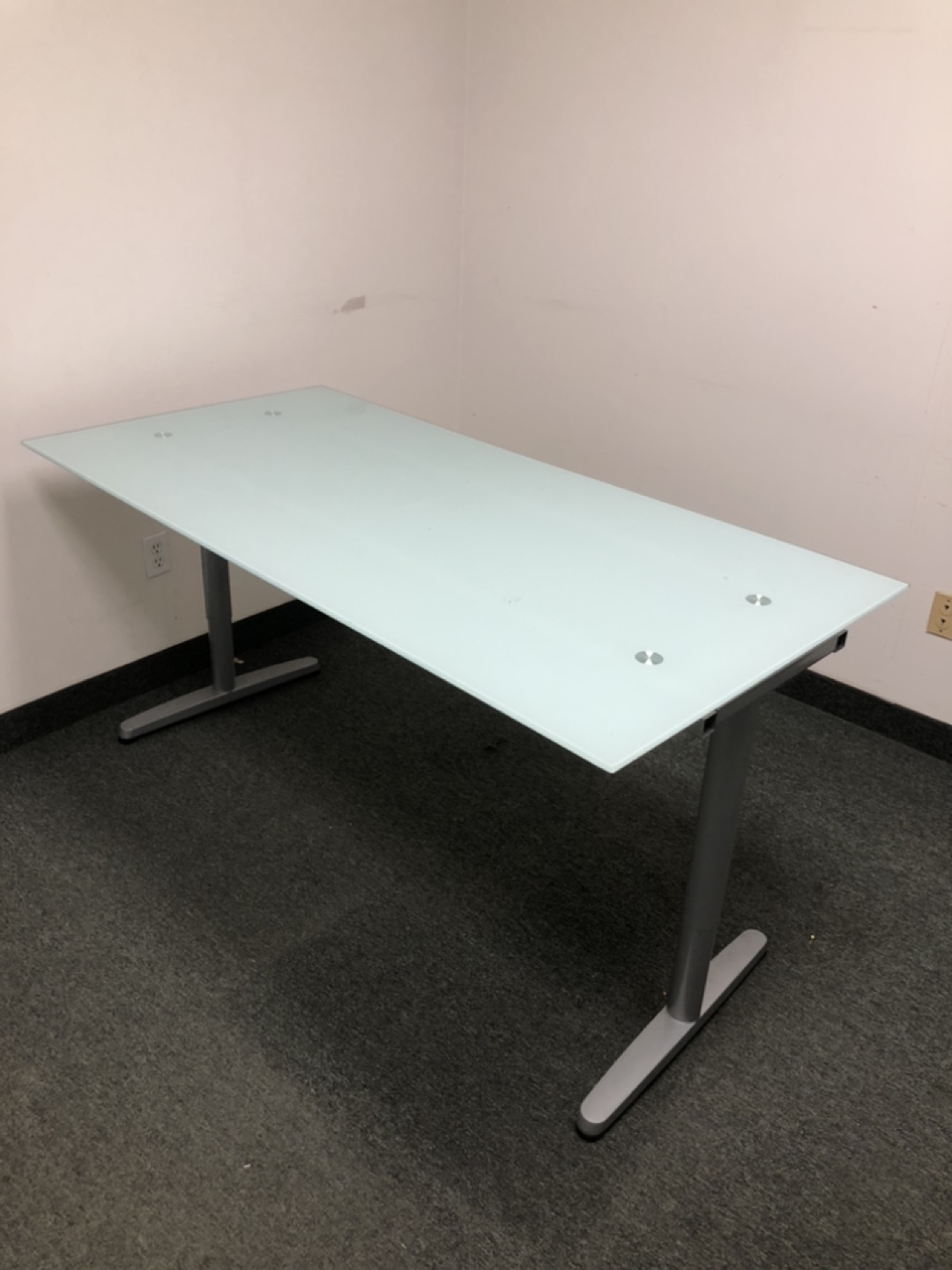 Glass Desk with Silver Legs