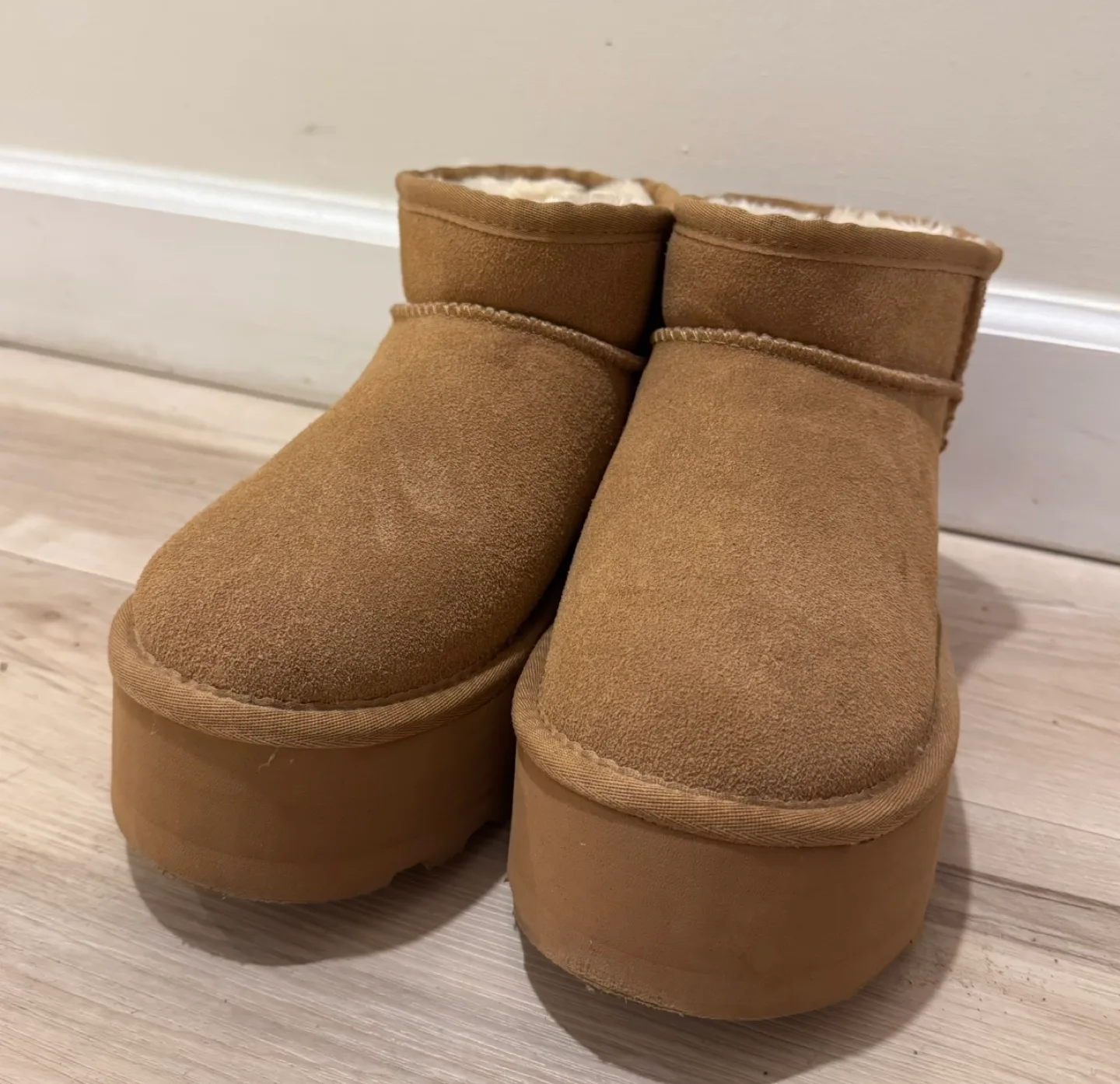 Brown Suede Platform Booties image indicator(2)