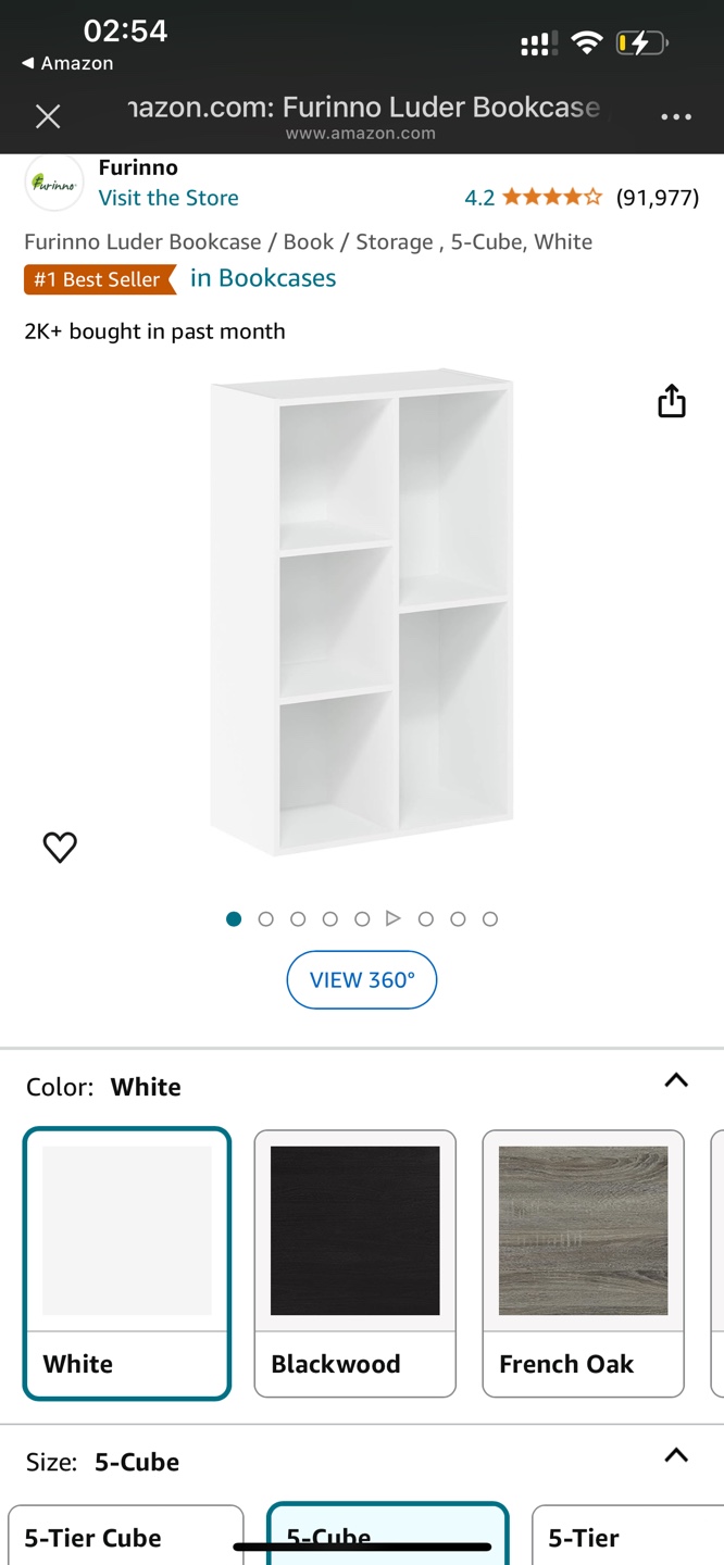 Furinno Luder Bookcase - White - 5 Cube